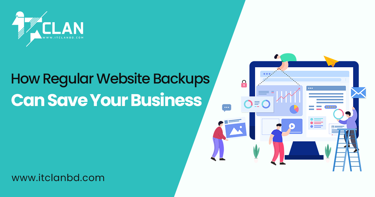 Business owner restoring a website from a backup after a crash using ITclan BD’s website maintenance service