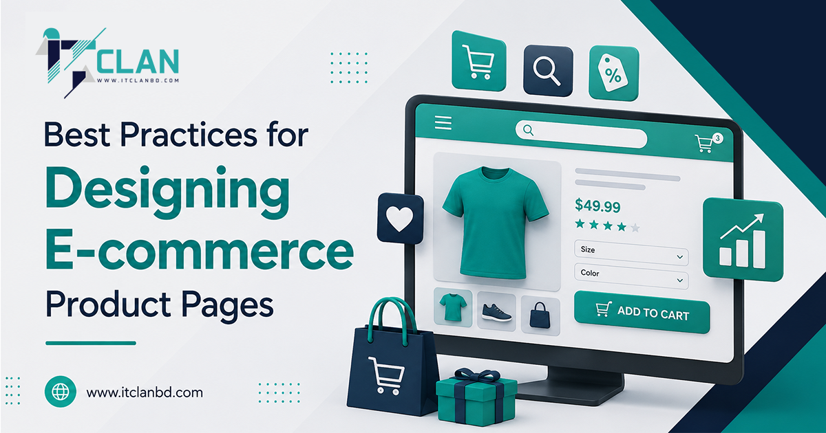 E-commerce product page design showing product images, descriptions, pricing, reviews, and buy button for better conversions